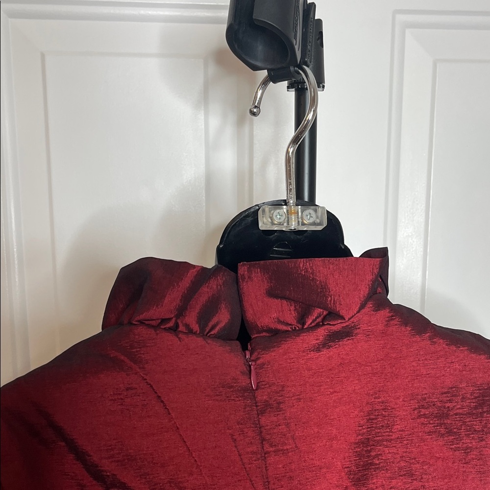 Chic Burgundy Ruffle Midi Dress - Picture 5 of 6